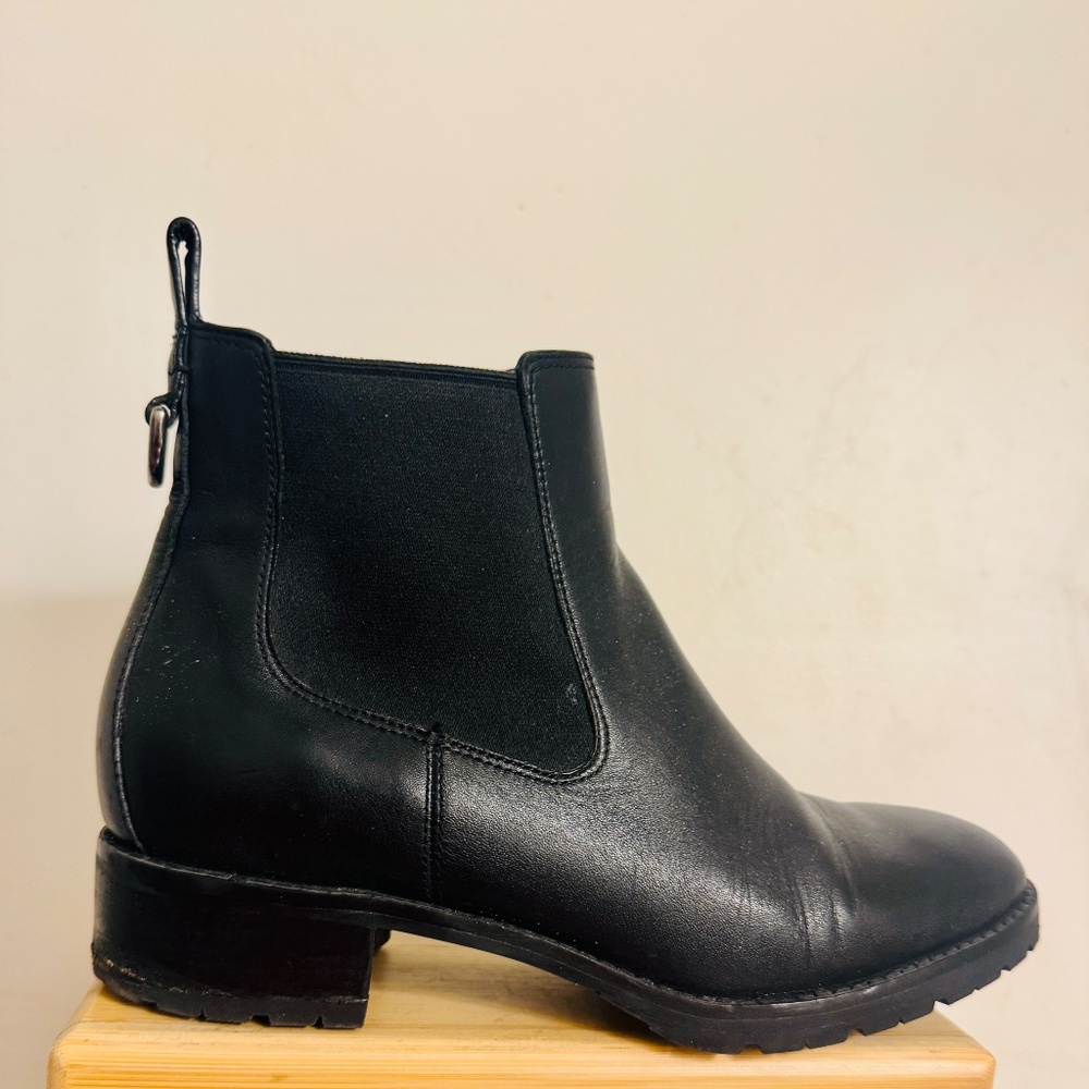 Cole Haan Black Leather Chelsea Boots | Vibram Sole | Silver Detail - Picture 2 of 6